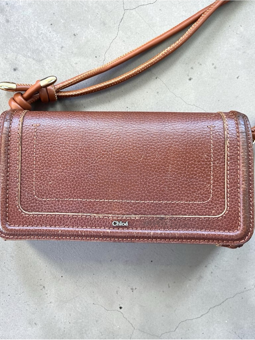 Chloé Brown Leather Crossbody Wallet